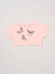 Miss Baby Pink Bow Applique Short Sleeve T-Shirt And Tutu Skirt Outfit Set - Image 3 of 5