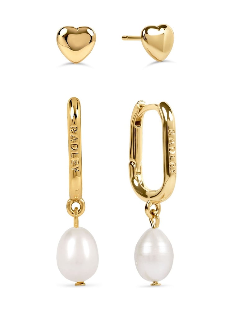 Set de cercei cu inimă și perlă Radley Pale, pachet dublu - Imaginea 2 din 4