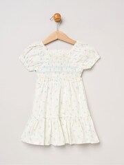 Miss Blue Ditsy Smocked Embroidery Dress With Matching Headband Set - Image 2 of 5