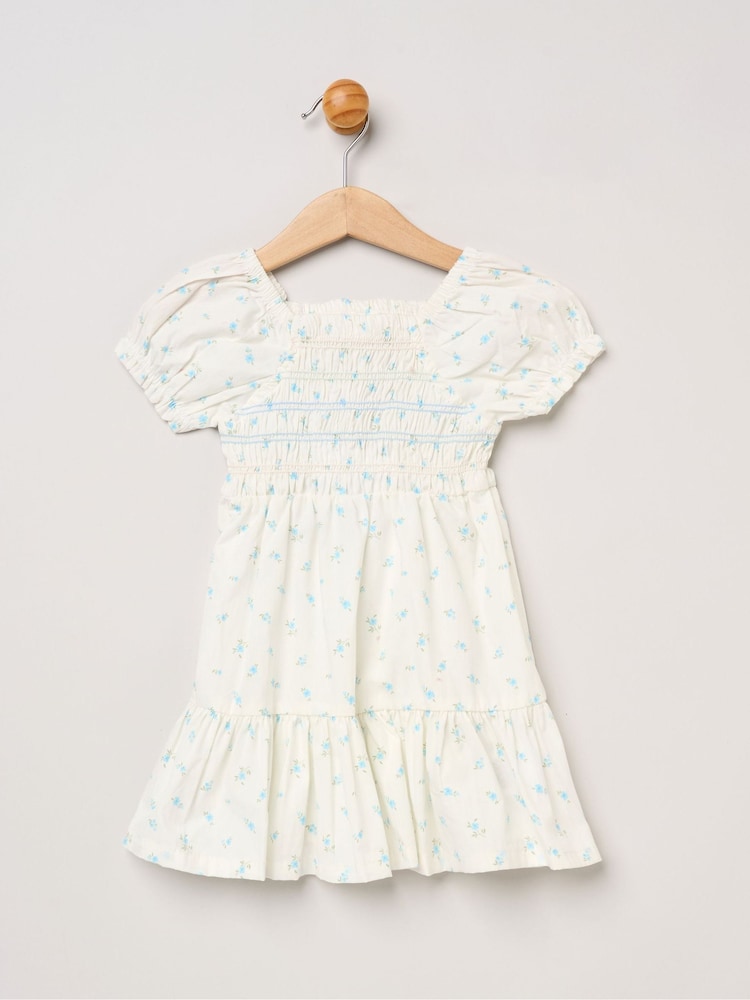 Miss Blue Ditsy Smocked Embroidery Dress With Matching Headband Set - Image 2 of 5 Miss Blue Ditsy Smocked Embroidery Dress With Matching Headband Set - Image 2 of 5