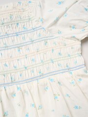 Miss Blue Ditsy Smocked Embroidery Dress With Matching Headband Set - Image 3 of 5