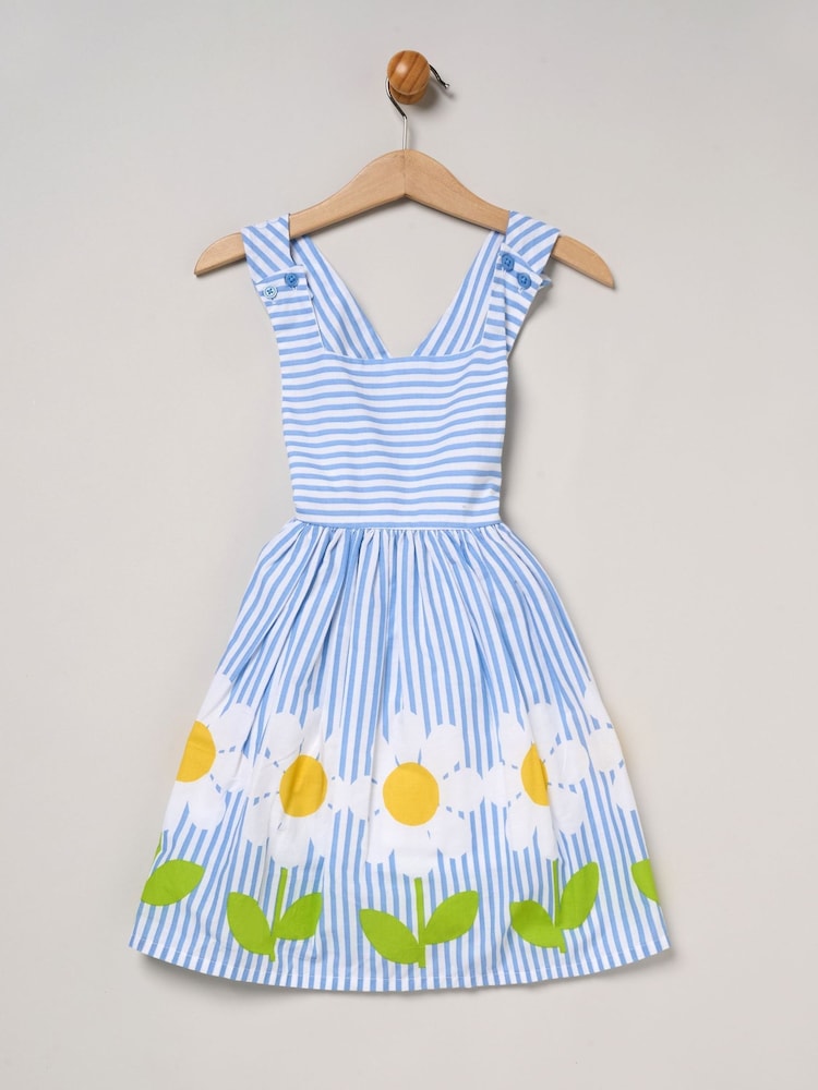 Miss Blue Daisy Print Striped Dress - Image 1 of 2 Miss Blue Daisy Print Striped Dress - Image 1 of 2