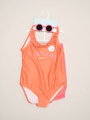 Miss Orange Stripe Swimsuit With Flower Towel And Sunglasses Set - Image 2 of 5