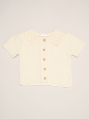 Miss White Crochet Set With Knit Top, Skirt & Floral Bag 3 Piece - Image 4 of 6