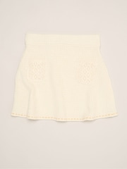 Miss White Crochet Set With Knit Top, Skirt & Floral Bag 3 Piece - Image 5 of 6