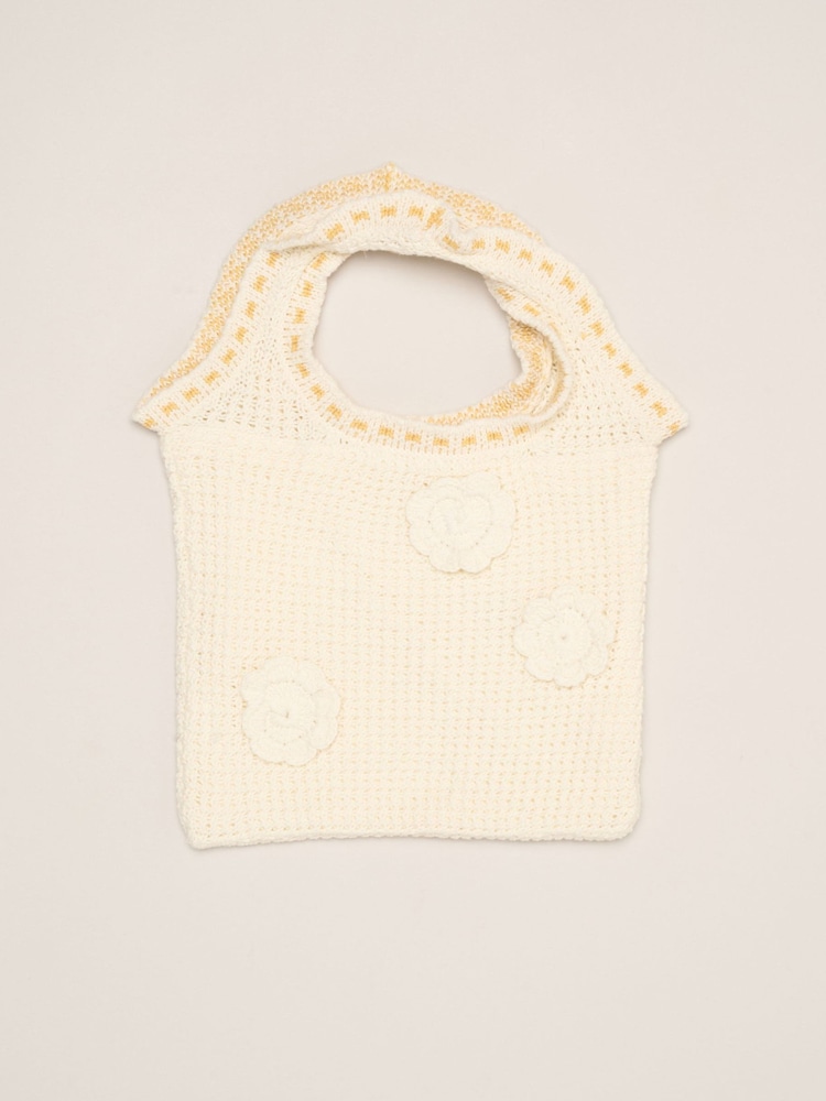 Miss White Crochet Set With Knit Top, Skirt & Floral Bag 3 Piece - Image 6 of 6