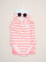 Miss Pink Stripe Swimsuit With Flower Towel And Sunglasses Set - Image 2 of 5