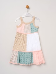 Miss Jurk van patchwork met kanten bandjes en pomponversiering - Afbeelding 2 van 3