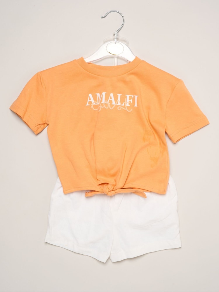 Miss Orange Amalfi Coast Printed T-Shirt And Linen Shorts - Image 2 of 5 Miss Orange Amalfi Coast Printed T-Shirt And Linen Shorts - Image 2 of 5