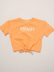 Miss Orange Amalfi Coast Printed T-Shirt And Linen Shorts - Image 3 of 5