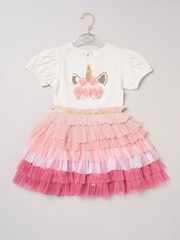 Miss Dark Pink Sequin Embroidery Floral Tutu Dress - Image 1 of 3