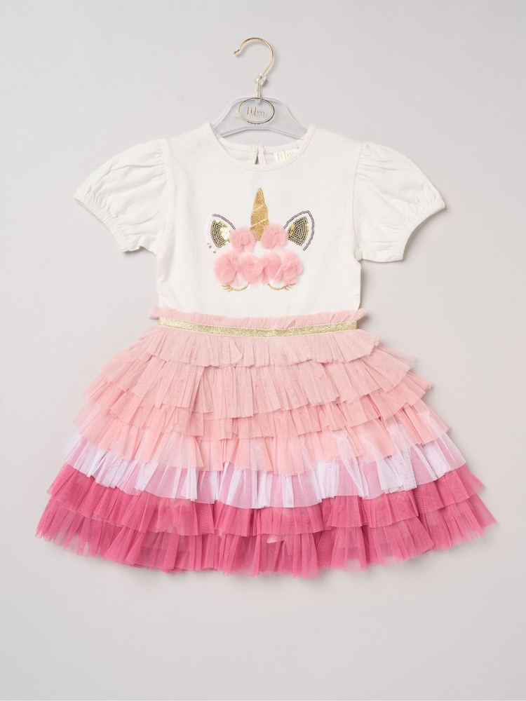 Miss Dark Pink Sequin Embroidery Floral Tutu Dress - Image 1 of 3