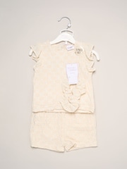 Miss White Textured Top Shorts And Scrunchie Outfit Set - Image 2 of 6