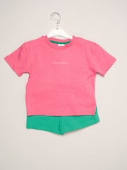 Miss Pink Short Sleeve Printed T-Shrit And Woven Crepe Shorts Outfit Set - Image 2 of 5