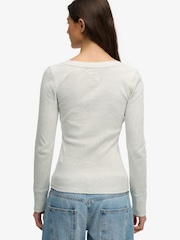Superdry Grey Athletic Button Down Long Sleeve Top - Image 2 of 6