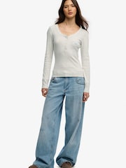 Superdry Grey Athletic Button Down Long Sleeve Top - Image 5 of 6