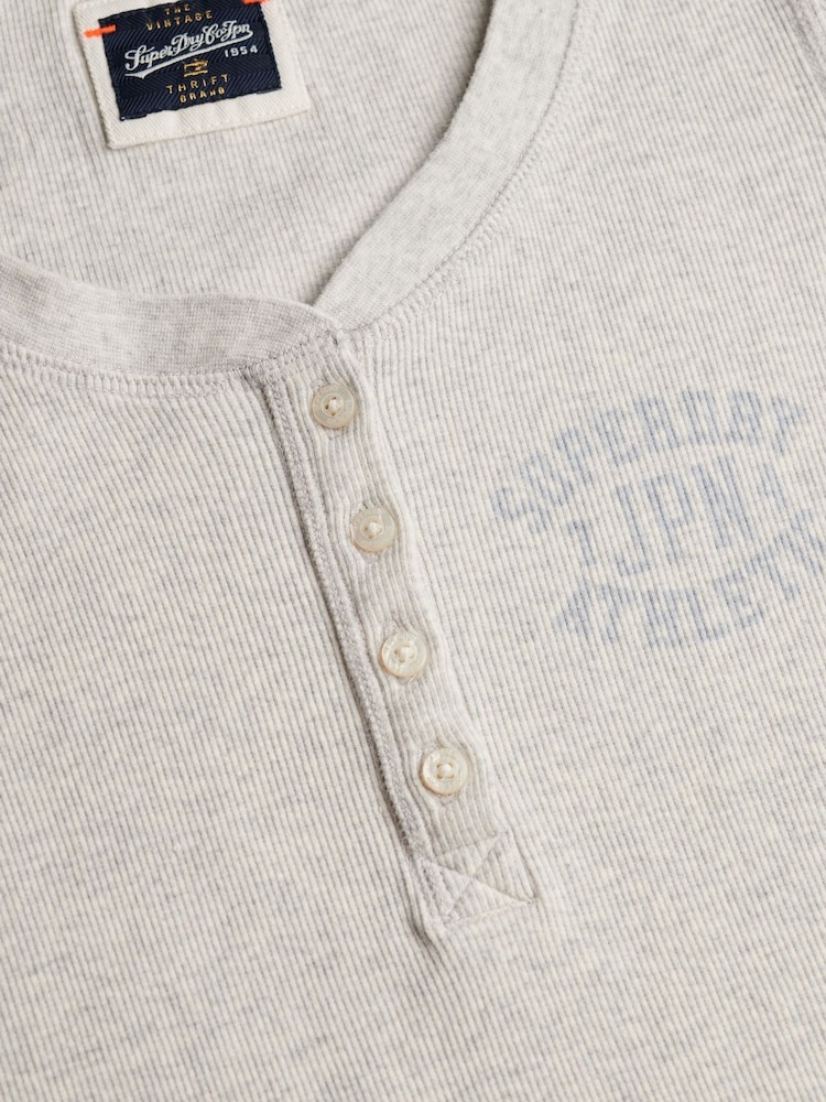 Superdry Grey Athletic Button Down Long Sleeve Top - Image 6 of 6