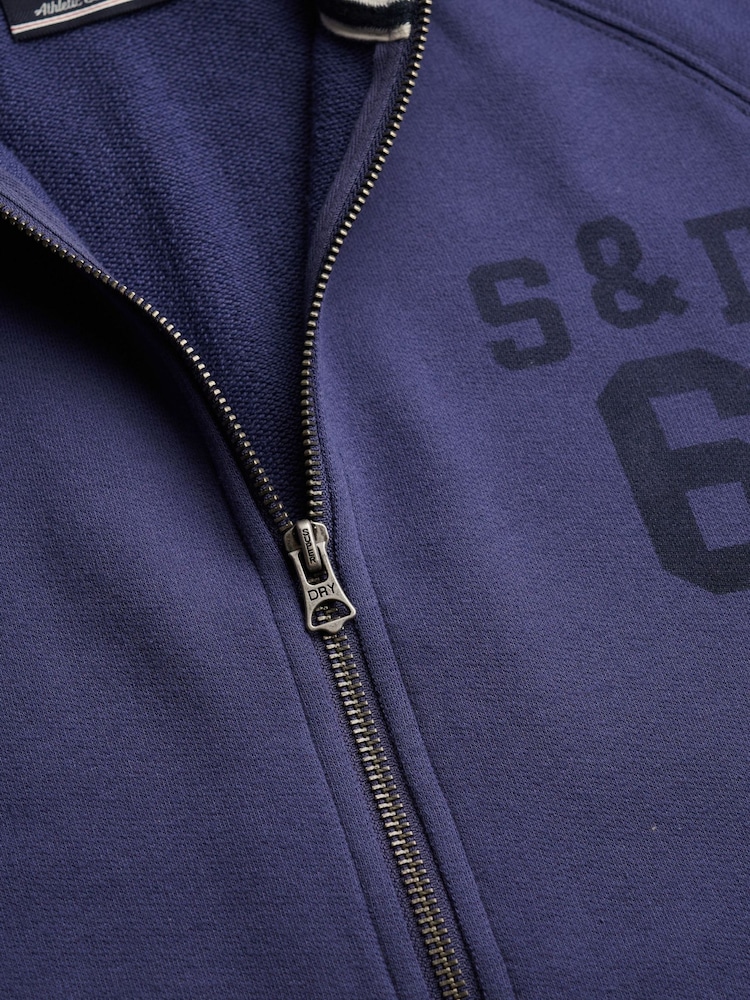 Superdry Blue Athletic Essentials Zip Through Jacket - Image 7 of 7 Superdry Blue Athletic Essentials Zip Through Jacket - Image 7 of 7