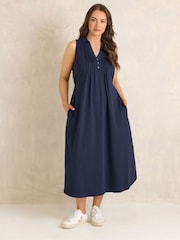 Evans Blue Henley Maxi Dress - Image 1 of 5