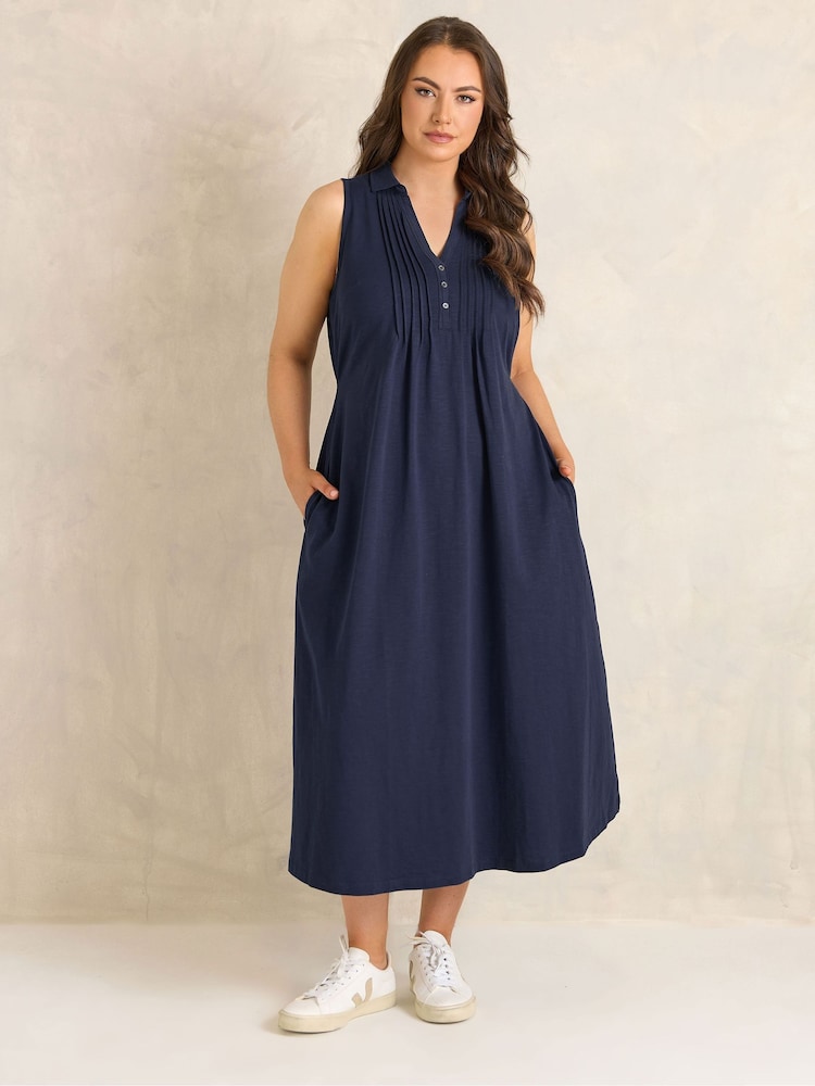 Evans Blue Henley Maxi Dress - Image 1 of 5