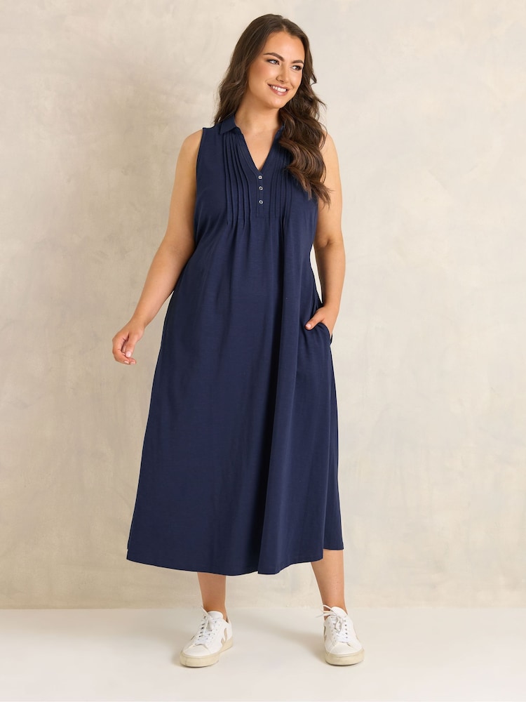 Evans Blue Henley Maxi Dress - Image 2 of 5