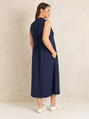 Evans Blue Henley Maxi Dress - Image 3 of 5