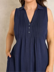 Evans Blue Henley Maxi Dress - Image 4 of 5