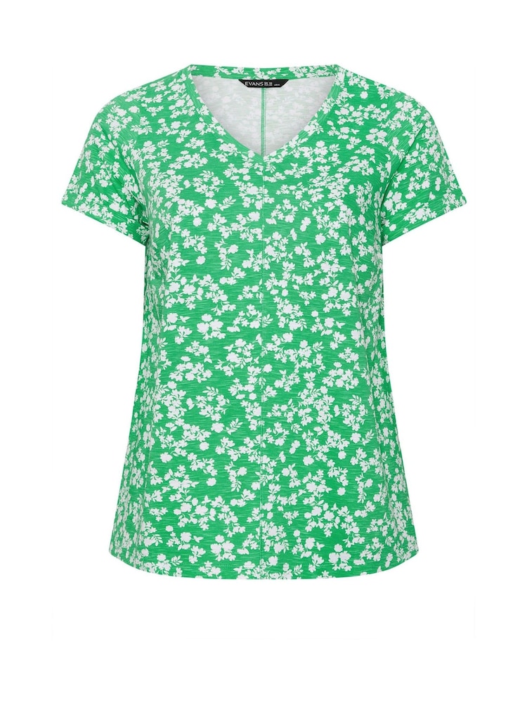 بلوزة Henley بأكمام قصيرة وتفصيل ثنية رفيعة من قماش سلوب من Evans - صورة 5 من 5