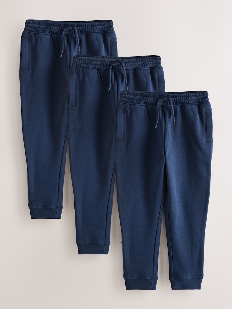 Navy Slim Fit Joggers 3 Pack (3-16yrs) - Image 1 of 7 Navy Slim Fit Joggers 3 Pack (3-16yrs) - Image 1 of 7
