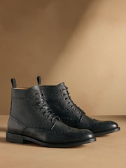 Russell & Bromley Brown Leather Barton Brogue Boots - Image 1 of 7