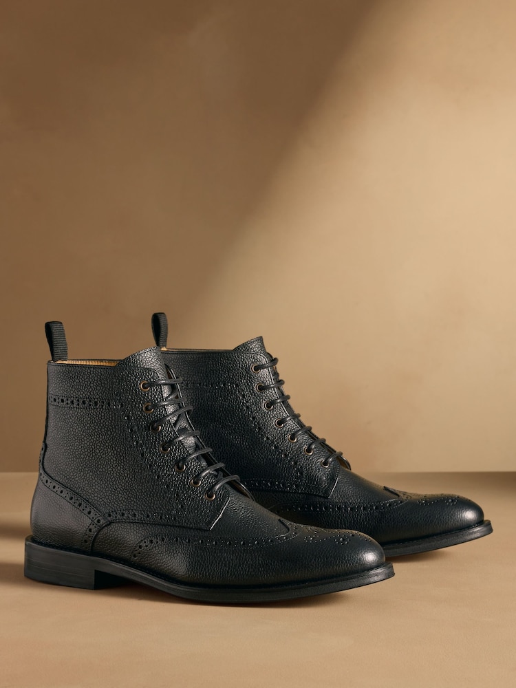 Russell & Bromley Brown Leather Barton Brogue Boots - Image 1 of 7