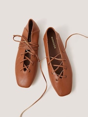 Monsoon Brown Grace Ghillie Flat Shoes - Image 3 of 3