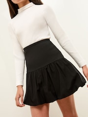 Lipsy Black Rib Poplin Puffball Skirt (5-16yrs) - Image 1 of 4