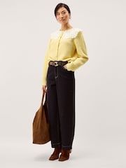 Monsoon Yellow Cary Lace Collar Cardigan - Image 1 of 4