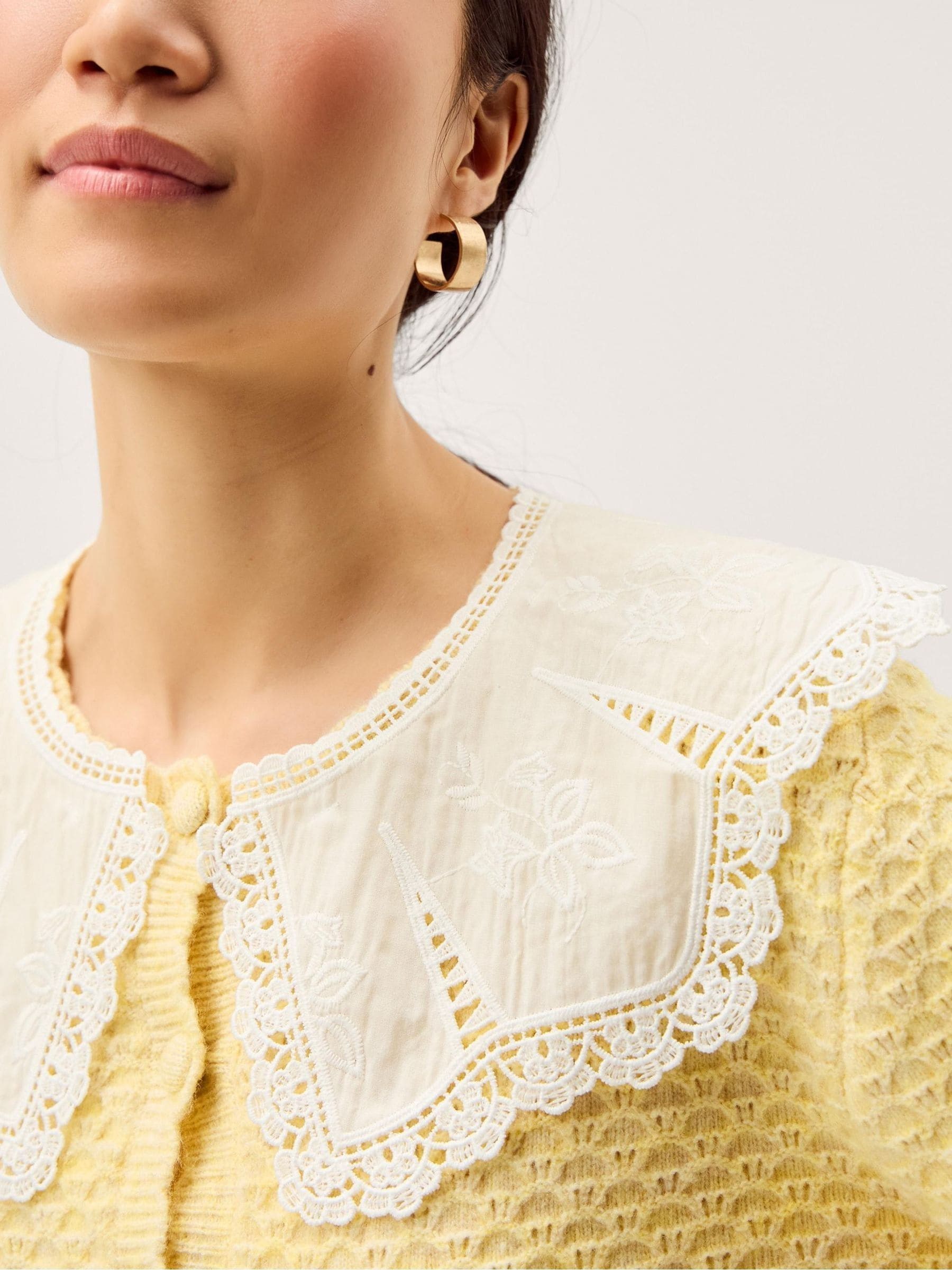 Buy Monsoon Yellow Cary Lace Collar Cardigan from Next USA