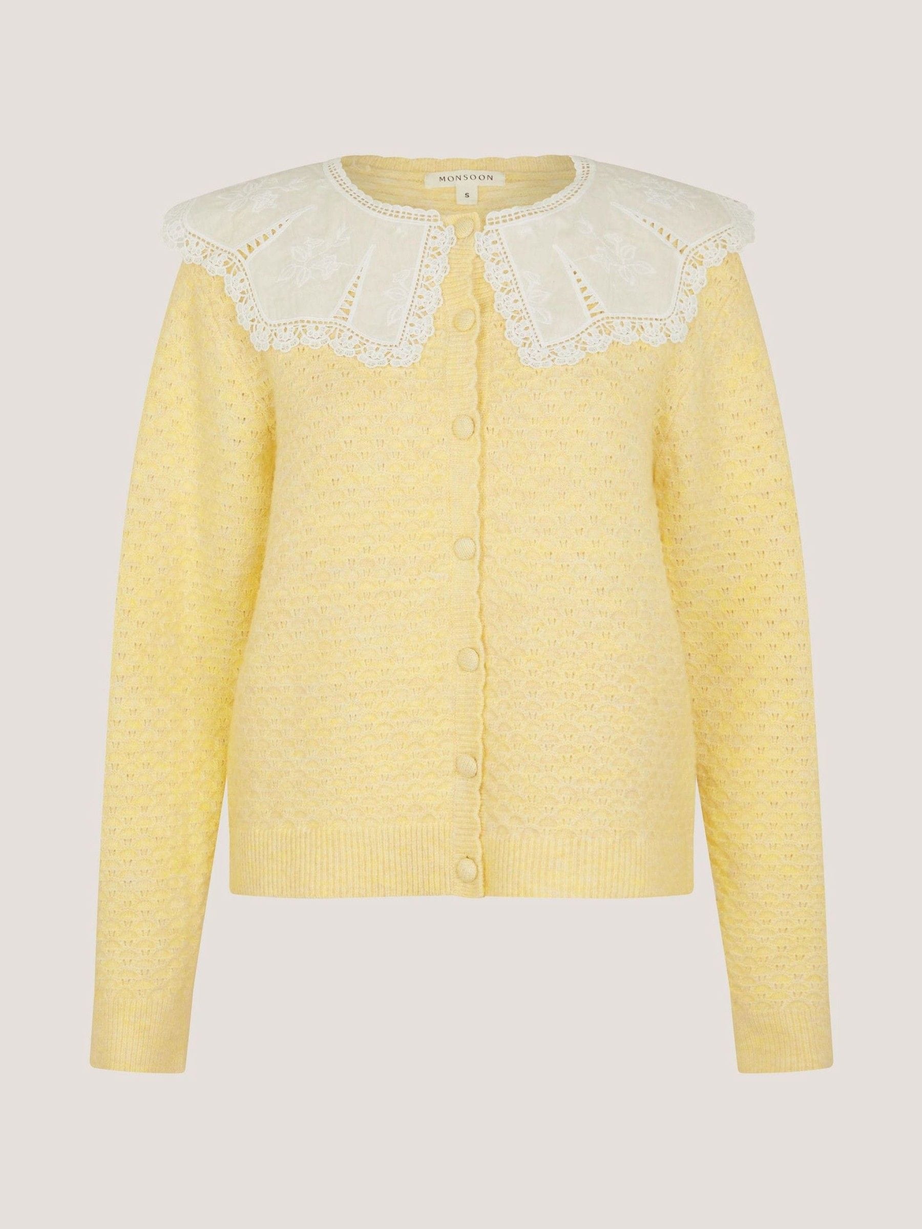 Buy Monsoon Yellow Cary Lace Collar Cardigan from Next USA