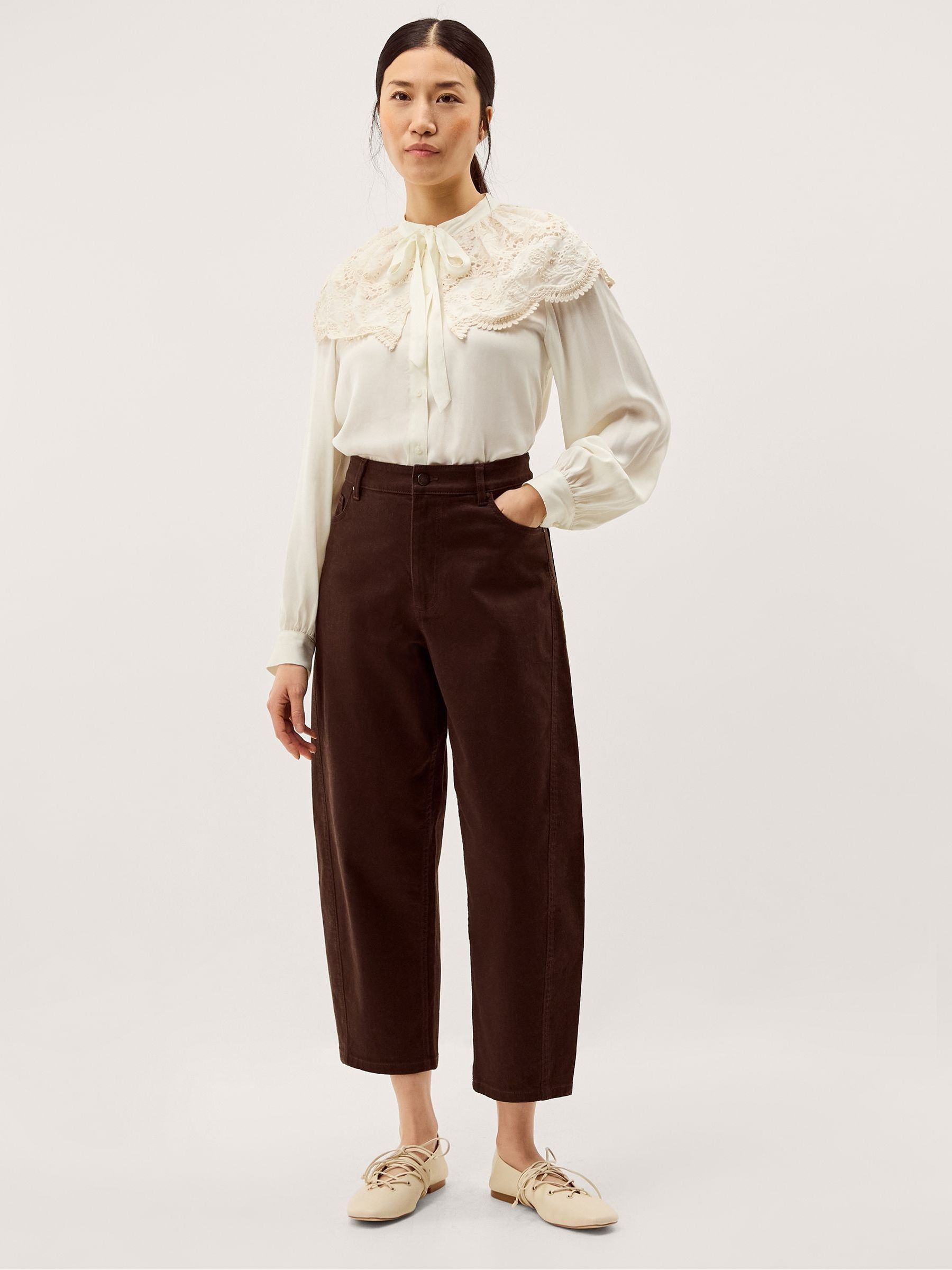 Buy Monsoon Cream Cora Long Sleeve Blouse with Lace Collar & Neck