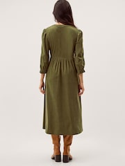 Monsoon Sara Smocked Corduroy Midi Dress - Imaginea 2 din 5