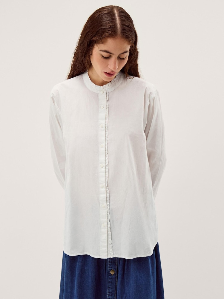 Monsoon White Paige Frill Poplin Shirt - Image 1 of 3 Monsoon White Paige Frill Poplin Shirt - Image 1 of 3