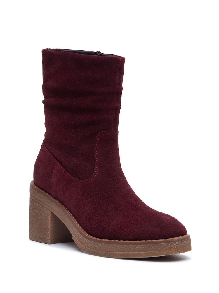Hush Puppies Red Flora Ruched Boots - Image 1 of 6 Hush Puppies Red Flora Ruched Boots - Image 1 of 6