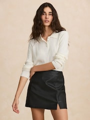 Black Faux Leather Mini Skirt - Image 1 of 8