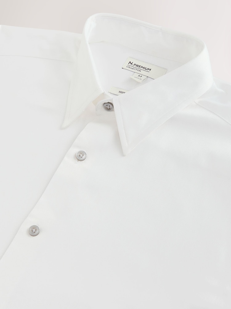 White N. Premium Smart Long Sleeve Sateen Shirt - Image 10 of 10 White N. Premium Smart Long Sleeve Sateen Shirt - Image 10 of 10
