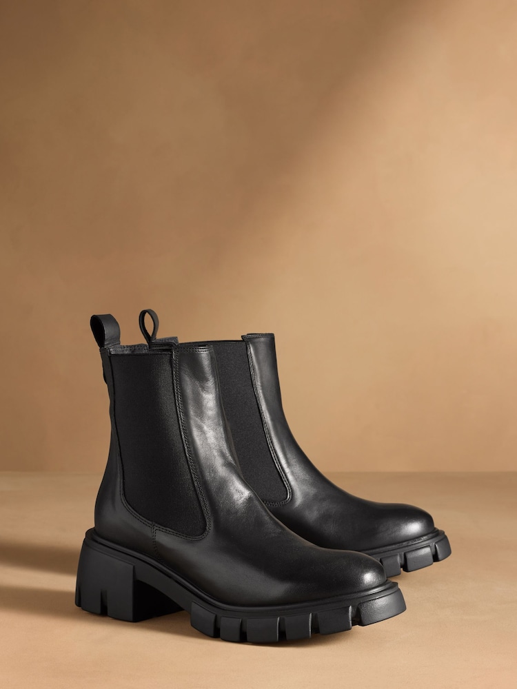 Russell & Bromley Black City Low Cleated Heel Chelsea Boots - Image 1 of 7 Russell & Bromley Black City Low Cleated Heel Chelsea Boots - Image 1 of 7