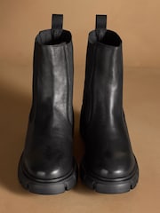 Russell & Bromley Black City Low Cleated Heel Chelsea Boots - Image 3 of 7
