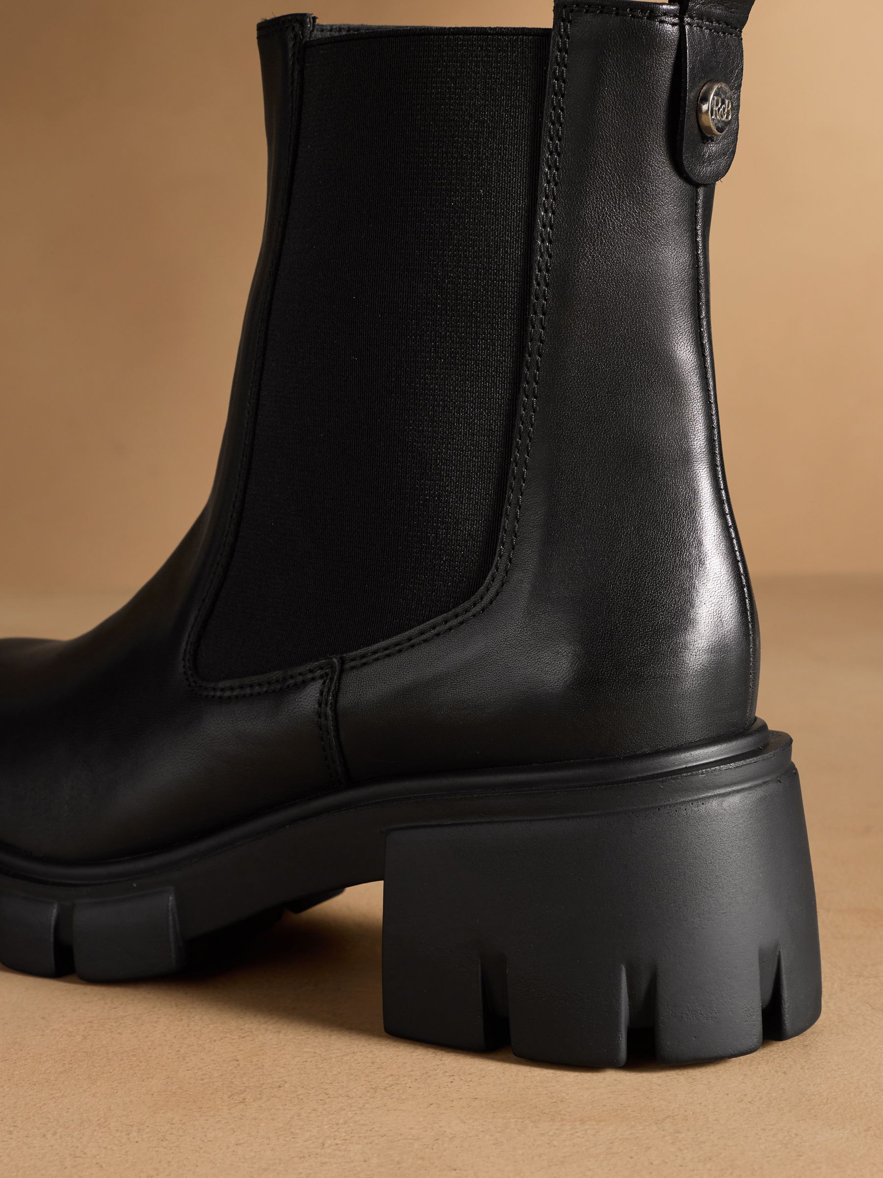 Buy Russell & Bromley Black City Low Cleated Heel Chelsea Boots