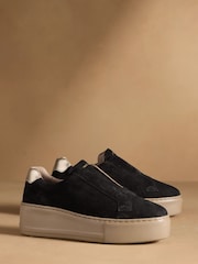 Russell & Bromley Black Park Up Laceless Flatform Trainers - Image 1 of 6
