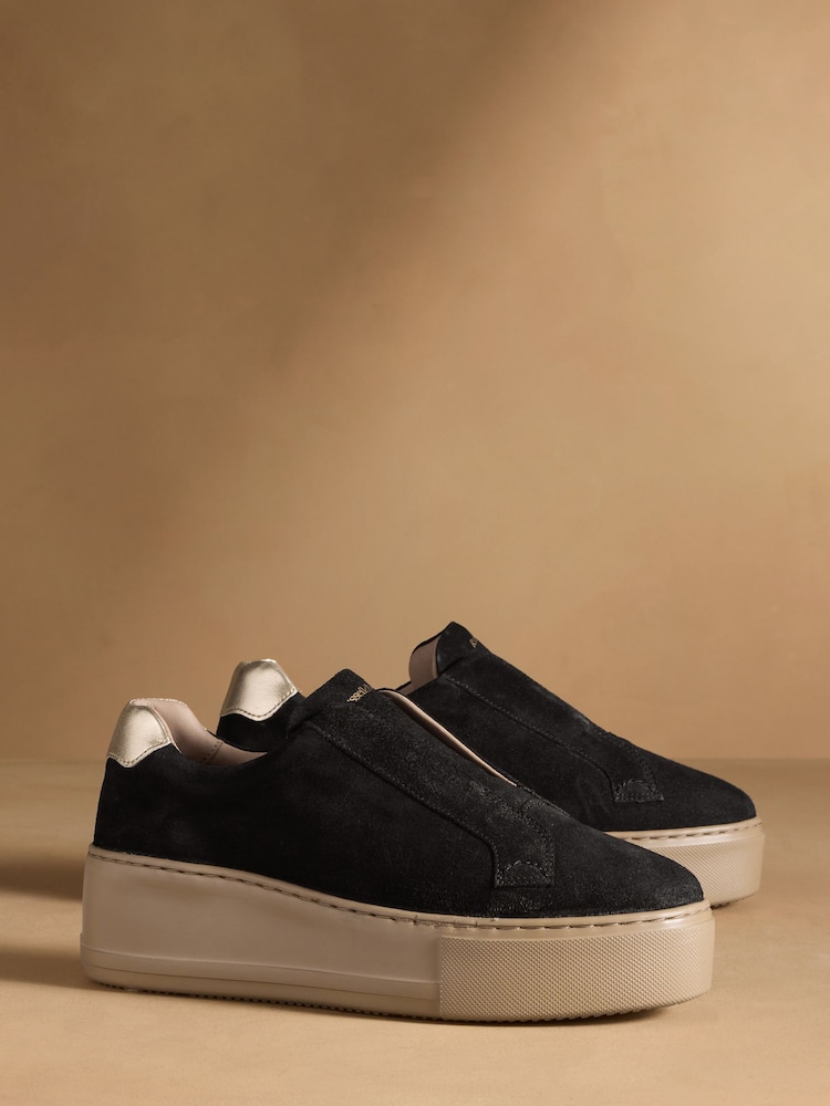 Russell & Bromley Black Park Up Laceless Flatform Trainers - Image 1 of 6 Russell & Bromley Black Park Up Laceless Flatform Trainers - Image 1 of 6