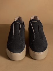 Russell & Bromley Black Park Up Laceless Flatform Trainers - Image 3 of 6