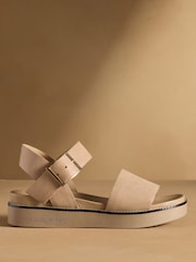 Russell & Bromley Camel Boston Flatform Sandals - Image 3 of 7