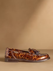Russell & Bromley Tortoiseshell Brown Chester Tassel Loafers - Image 2 of 7